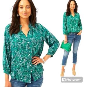 J. Jill Green Paisley Blouse